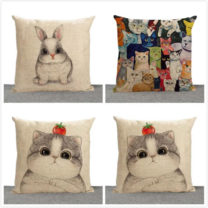 

Customized Anime cat pillow cover, cartoon Animation cat rabbit throw pillow case Square Throw Pillowcase Zippered wholesale