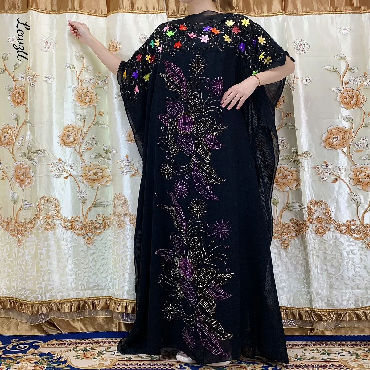 Fashion New Arrival Dress  Dubai Abaya Muslim Dress For Women Bangladesh Colorful Beads Dresses Moroccan Kaftan Turkish Abaya