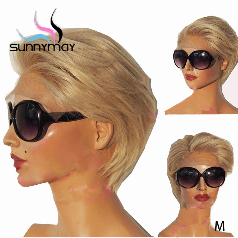 

Sunnymay 13x4 Short Bob Wig Pre Plucked Blonde Lace Front Wig Glueless 130% Human Hair Wigs Remy Lace Front Human Hair Wigs