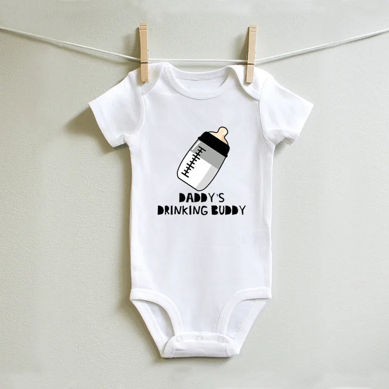 

Cute Daddy's Drink Buddy Newborn Boy Girl Bodysuit White Cotton Daddys Girl Clothes Infant New Born Baby Clothes 0-18M