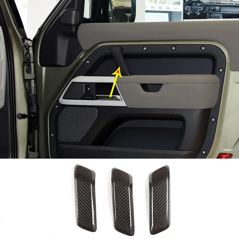 

For Land Rover Defender 90 110 2020-22 Car styling Real Carbon Fiber Car Inner Handle Decoration Cover stickers car Accessories