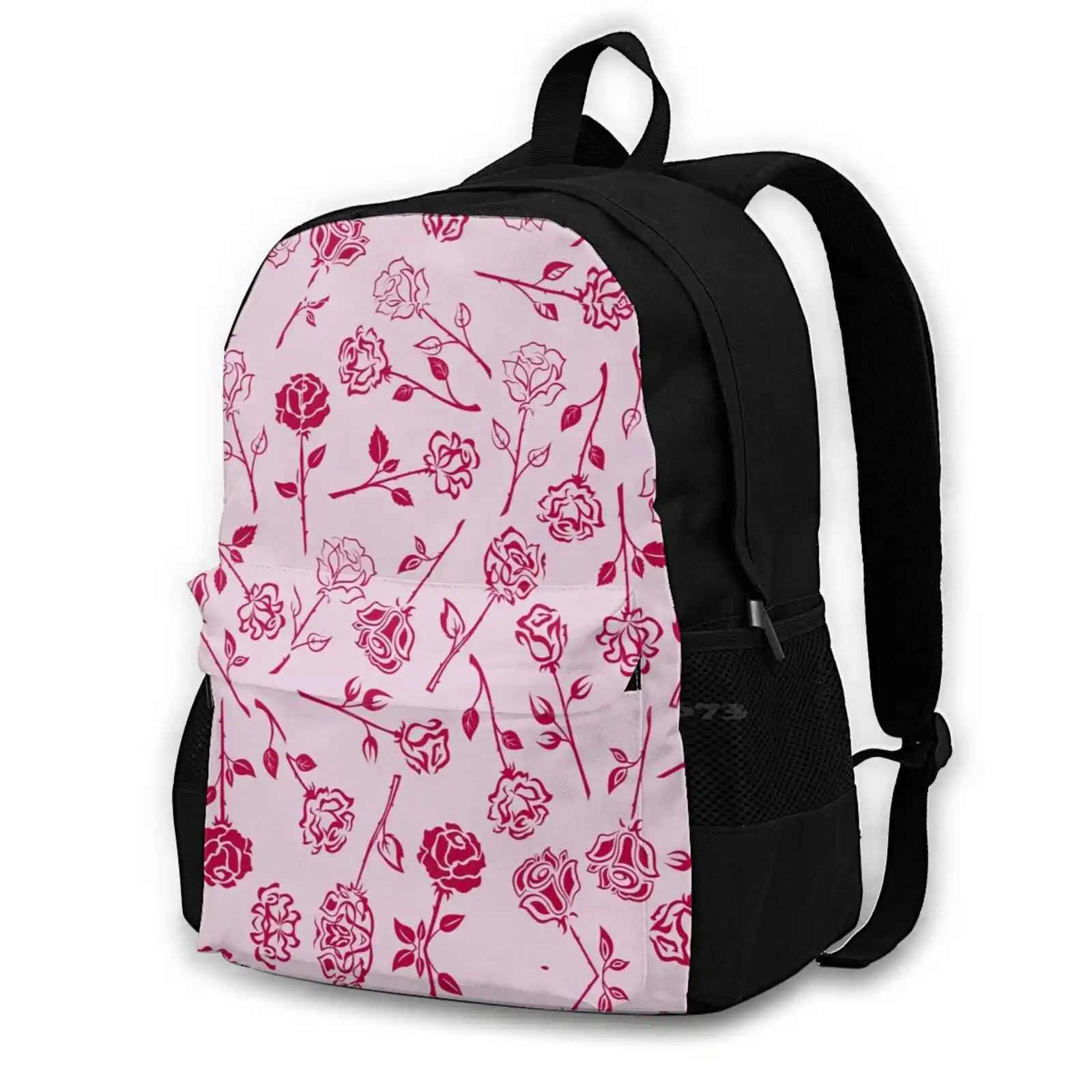 Vintage Rosy Pattern School Bag Big Capacity Backpack Laptop 15 Inch Floral Flowers Pattern Pretty Vintag Pink Girly Roses