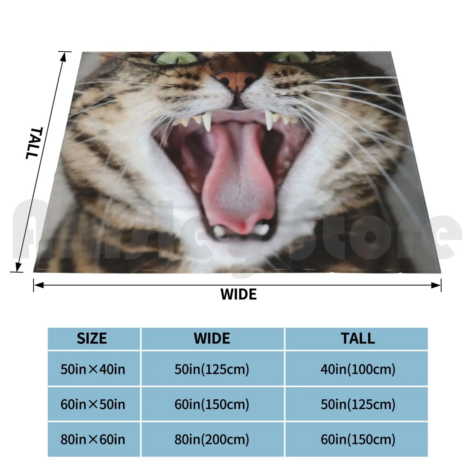 Wild Talia Blanket Fashion Custom Cat Teef Yawn Bug Mouth Fat Cat