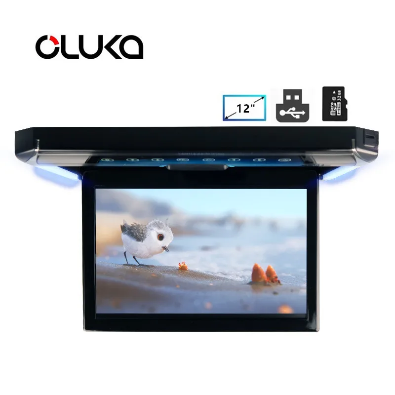 12''  Overhead Screen Ceiling Roof Mount Colorful Monitor Multimedia Player 1080 Pix FM IR USB SD HDMI MP5 Player