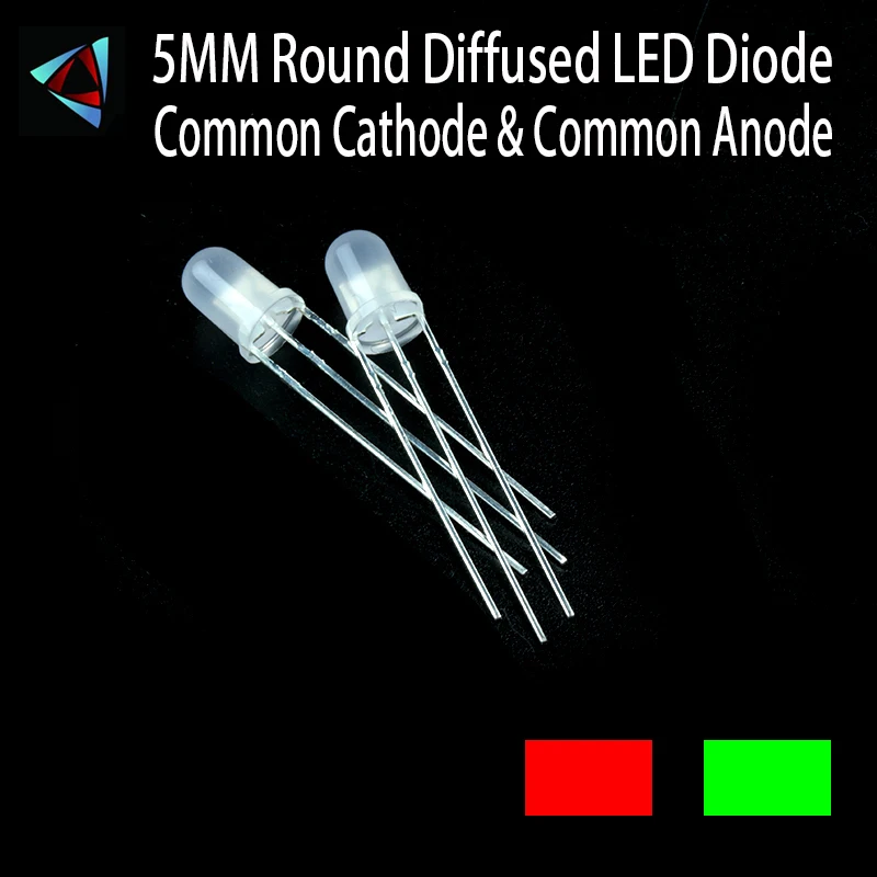 30Pcs LED 5MM Red & Green Common Cathode & Anode High Diffused Round Bi-Color Light-Emitting Diode