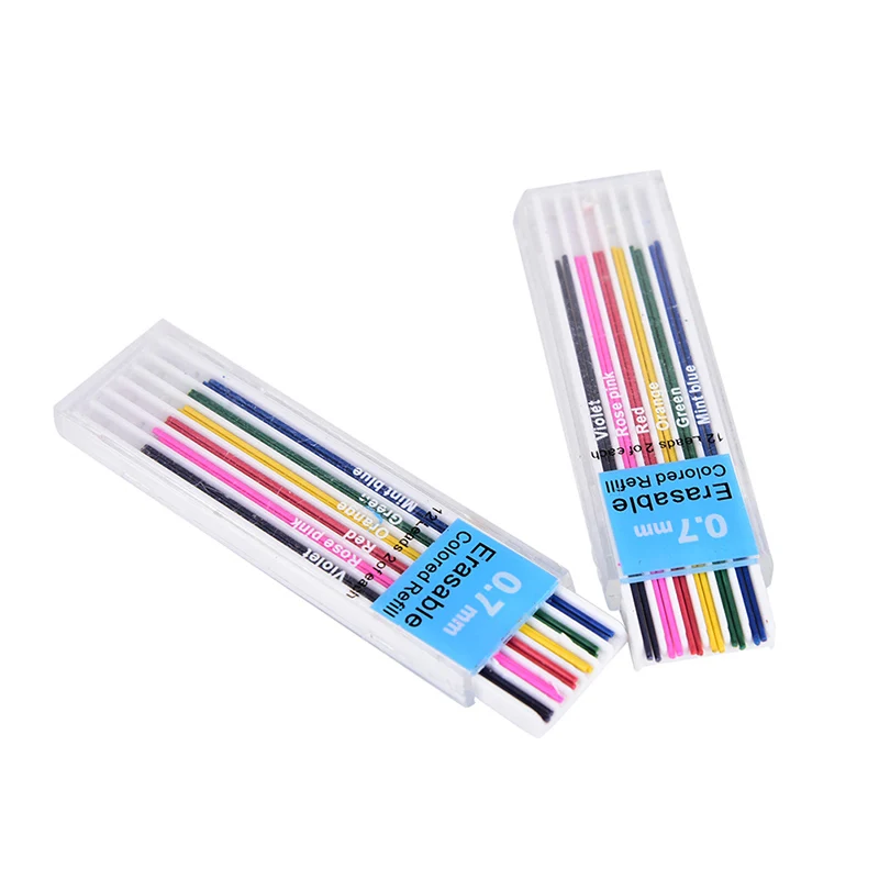 1 Box 0.7mm Color Mechanical Pencil Refill Lead Erasable Student Stationery Refill Practical Pen Stand Fixed Mechanical Refill