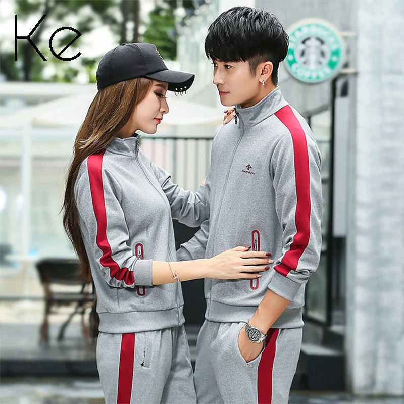 KE200 Couple sports suit 2021 spring and autumn tracksuit running unisex two-piece long-sleeved sweater women's sportwear tiyihailey free shipping 2021 new fashion high waist s xl long maxi a line skirts with slit women blue spring summer denim