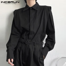 2024 Men Shirt Brand Lapel Long Sleeve Fashion Casual Men Clothing Solid Color Streetwear Button Leisure Camisas S-5XL INCERUN