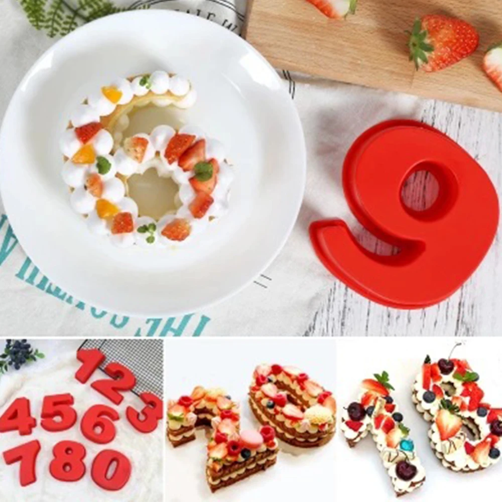 9 Pieces Whole Set 3D Numbers Molds Silicone Forms Baking Pastries Pastry Tools Cake Chocolate Birthday Wedding Trays Utensils