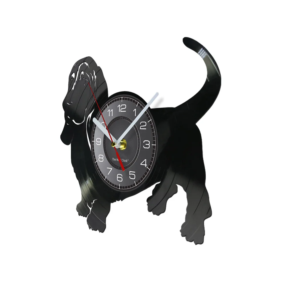 HarryPancho Basset Hound Wall Clock For Pet Shop Puppy Dog Breed Home Decor Doggie Cool Watch Vinyl Record Animal Lover Gift