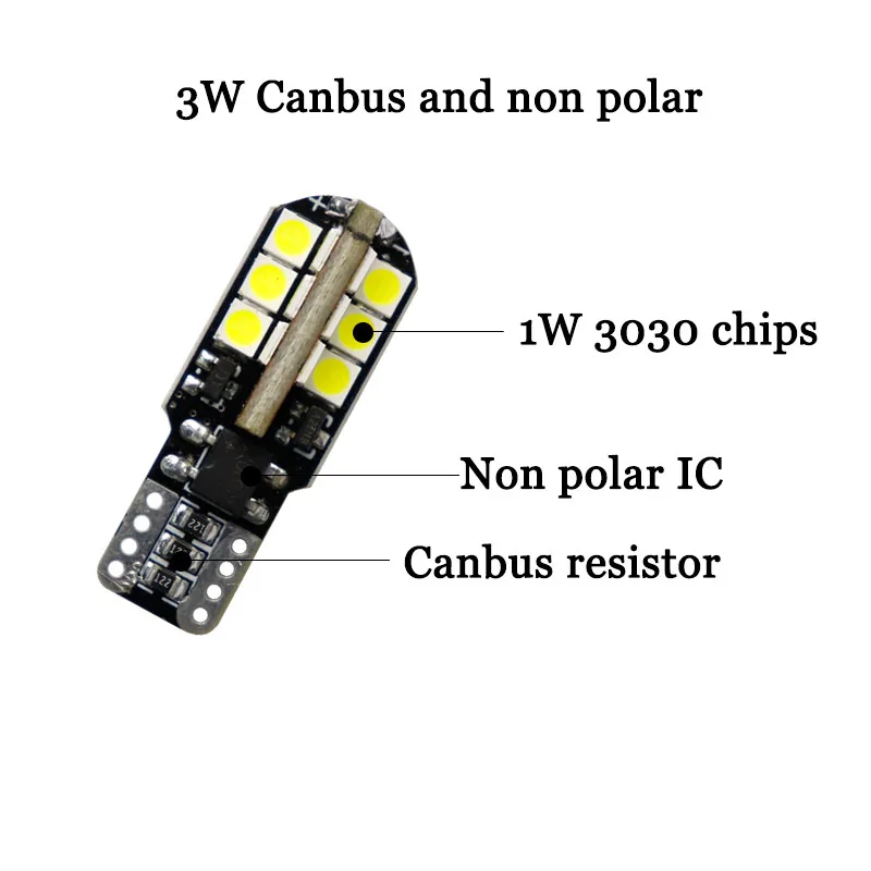 4pcs 3.6W T10 Canbus 24 SMD 1W 3030 LED Error free Non polar Parking License Plate Light Bulbs Car styling White 12V