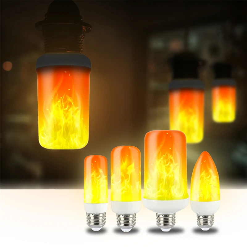 LED Dynamic flame effect light bulb Multiple mode Creative corn lamp Decorative lights For bar hotel restaurant party E27 E14