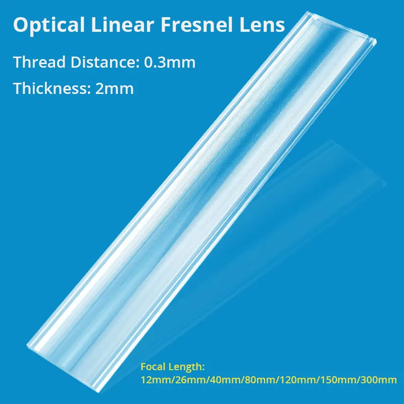 Multiple Sizes Optical Linear Fresnel Lens PMMA Focal Length Projector Plane Magnifier Solar Energy Concentrator