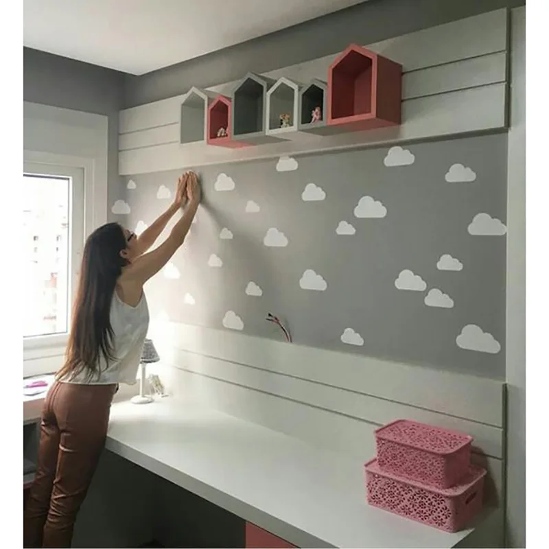 Diy Cloud Art Wall Sticker Home Decor For Bedroom Living Room Glass Cabinet Wall Poster Self-adhesive Waterpoof Vinyl Wallpaper