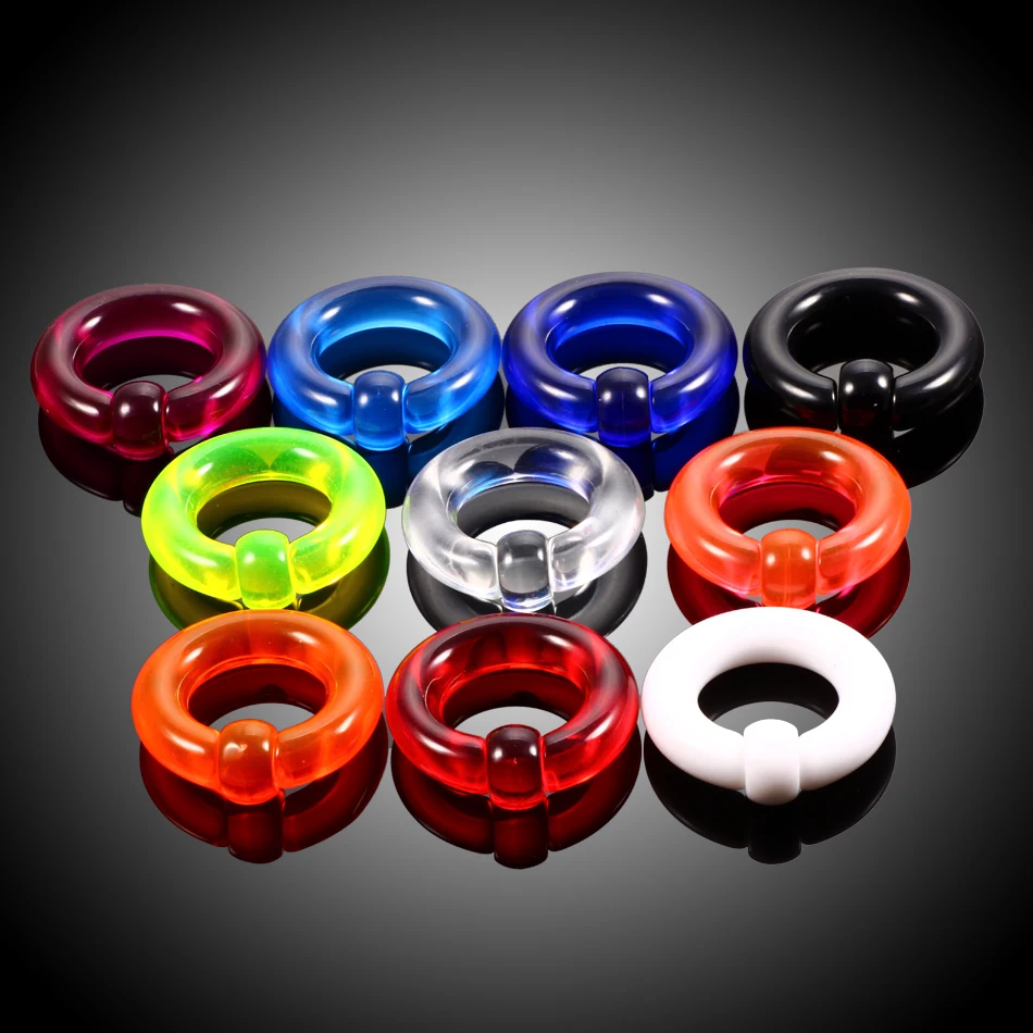 Pair Acrylic BCR Captive Bead Ring Big Large Size Ear Tunnel Plug Expander Gauges Nose Septum Ring Earring Piercing Body Jewelry