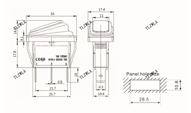 1pcs KCD3 New On Off Rectangle Long Rocker Switch with Waterproof IP67 Cover Car Dash 3PIN