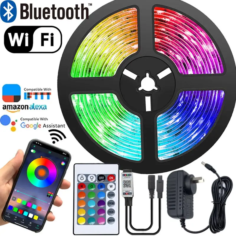 

LED Strip Lamps Fita Led Bluetooth WIFI Controller RGB Tape 5050 For Tv Backlight Bedroom Decor Christmas Decoration Luces Led