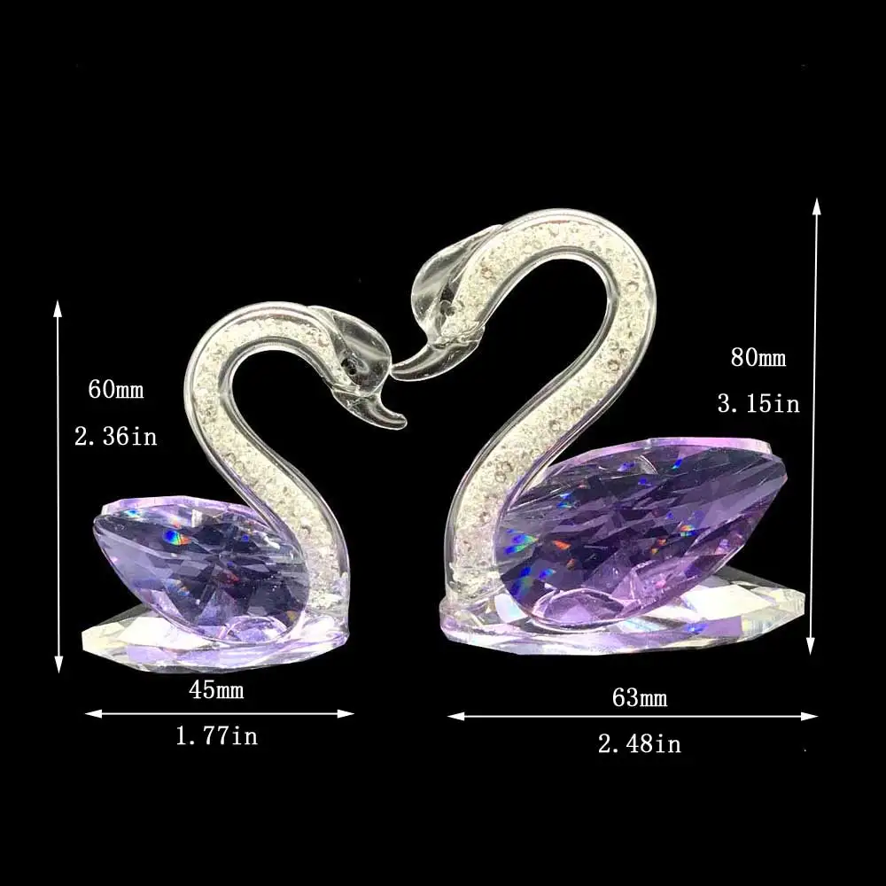 6 Colors Swan Crystal Glass Figurine Collection Diamond Swan Animal Paperweight Table Ornament Decor Kids Birthday Gifts