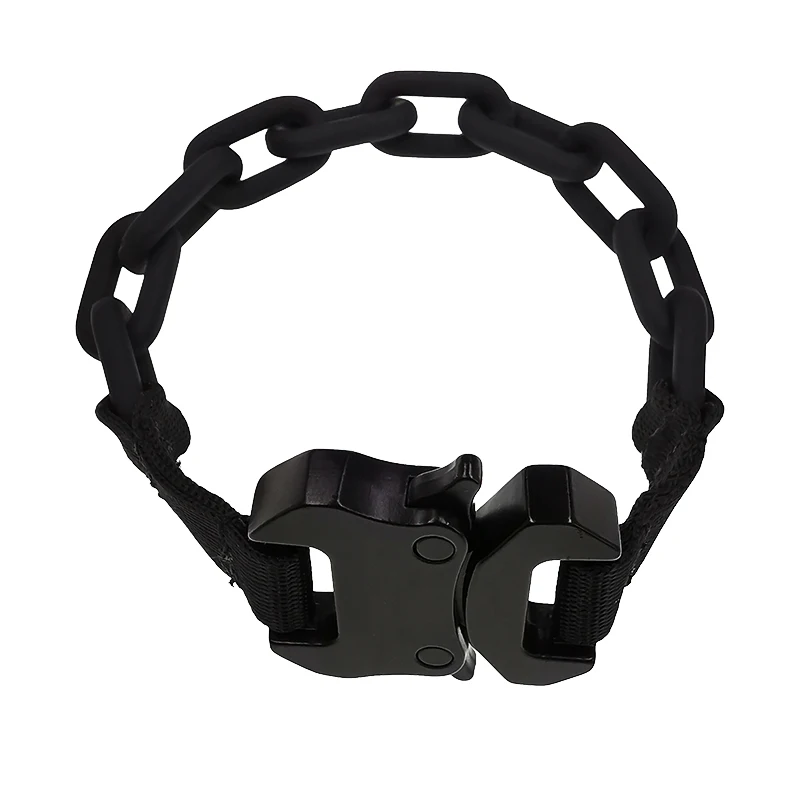 Cool Black Resin Link Cuff Tactical Clips Buckle Bracelet Unisex Men Women Hand Bracelets