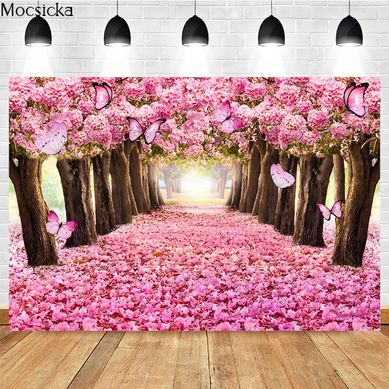 Mocsicka Spring Forest Photography Background Natural Landscape Flowers Decoration Props Baby Shower Photo Backdrop Banner