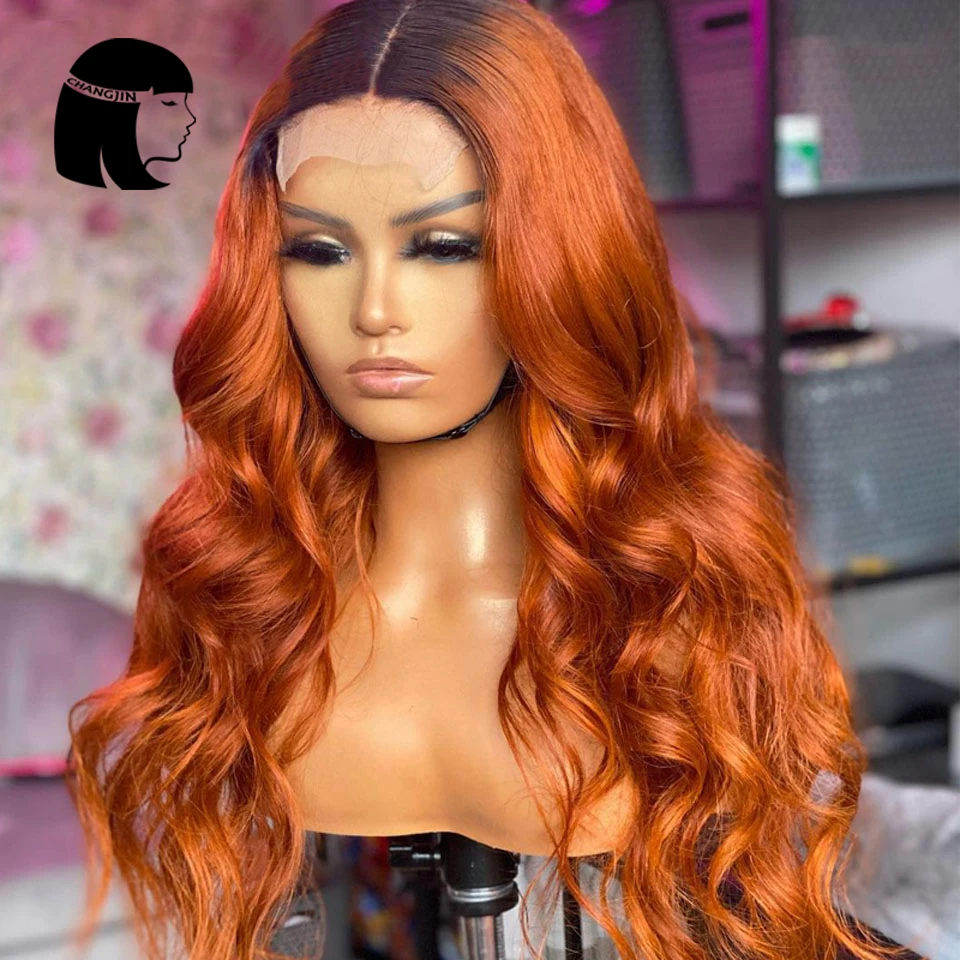 Ombre Ginger Orange Color 13X4 Lace Front Human Hair Wigs With Baby Hair Body Wave Lace Wigs For Women 4*4 Closure Wig For Women