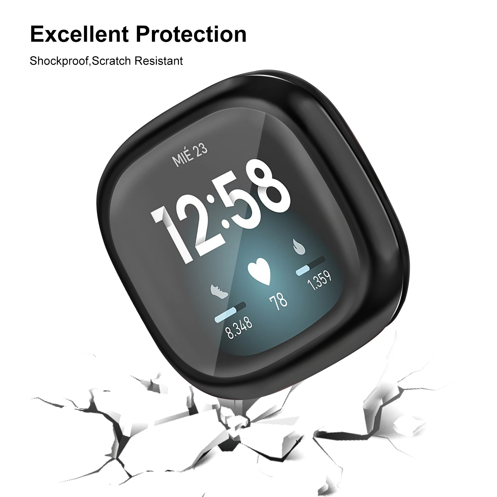 Screen Protector Soft Cover for Fitbit Versa 3 2 Sense Watch Case Lightweight Tpu Bumper Scratch-resistant Shell Accessories