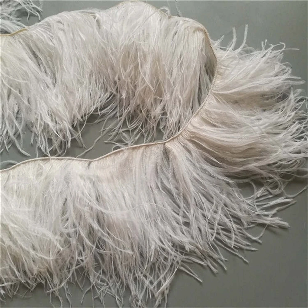 Cinta de recorte de plumas de avestruz Natural, adorno de flecos de 1 y 2 capas, 8-15cm, para vestido de fiesta, plume decorativo