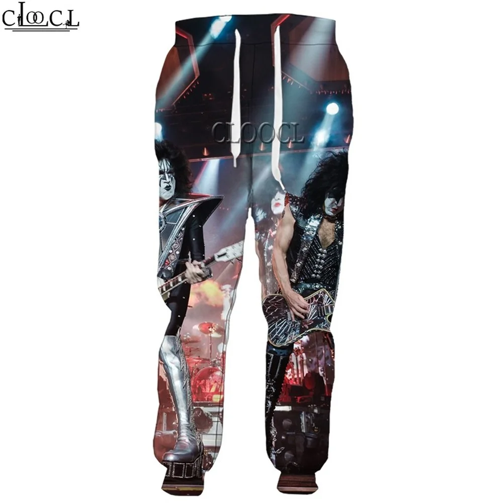 HX Newest Hip Hop Rock Metal Kiss Band Trousers Men Women 3D Print Funny Fashion Harajuku Trousers Streetwear Sweatpants