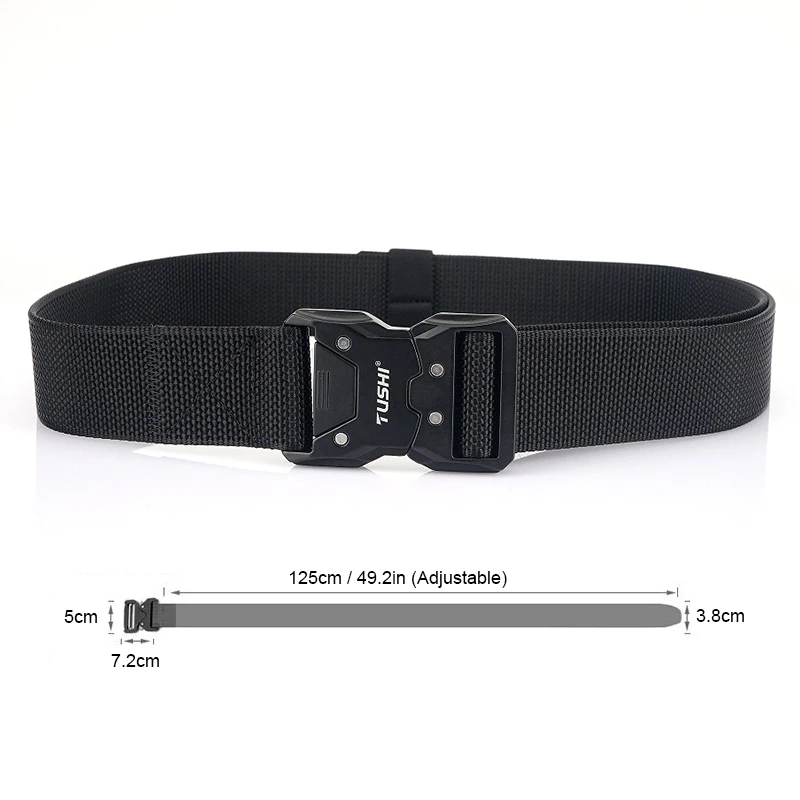 HSSEE New Men\'s Tactical Outdoors Belt Hard Alloy Metal Pluggable Buckle Military Army Belt Tight Nylon Casual Jeans Belt Male