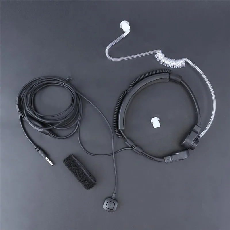 3.5mm Adjustable Throat Mic Earphone Microphone Covert Acoustic Tube Earpiece Headset With Finger PTT for iPhone Android Mobile