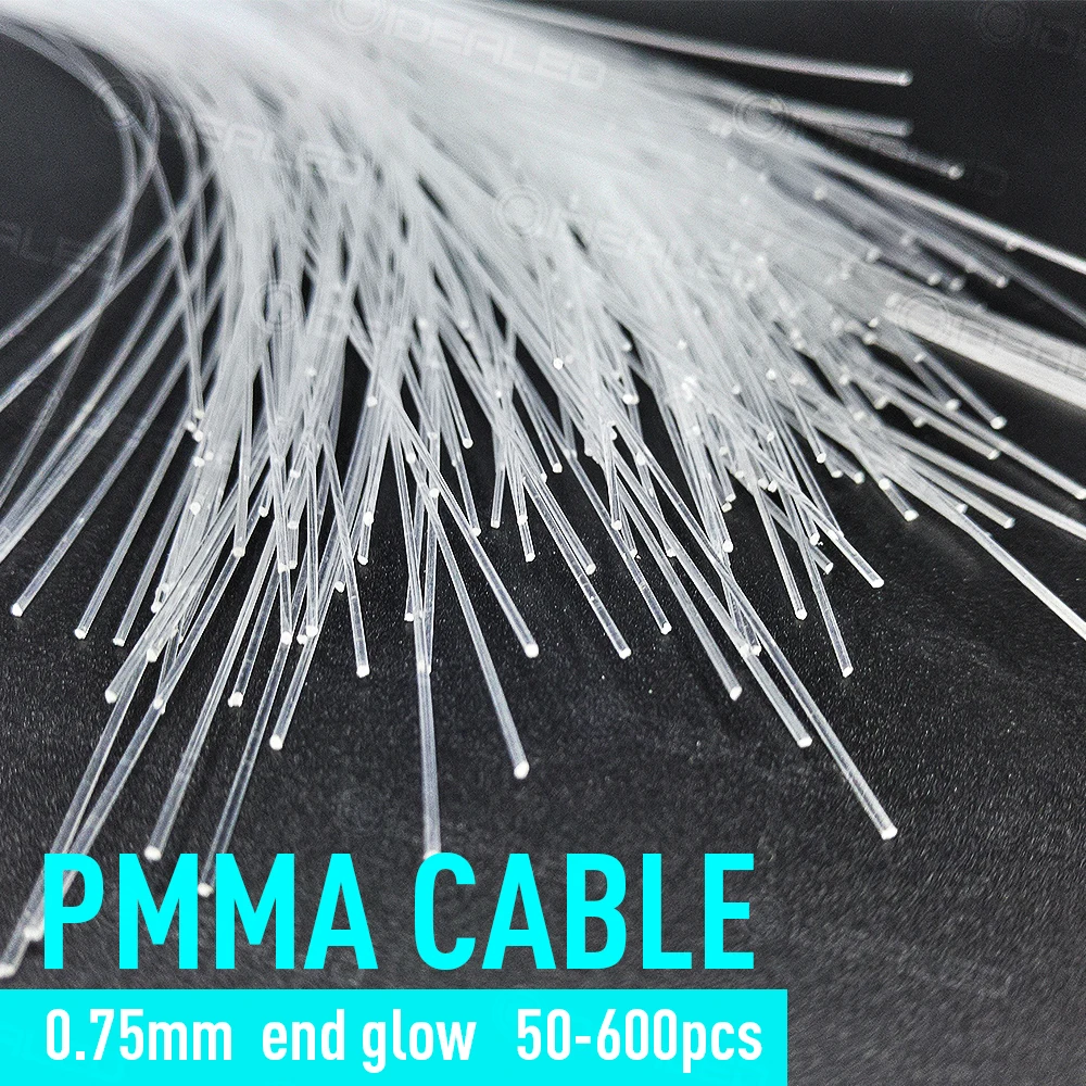 

0.75mm PMMA End Glow Car Fiber Optic Light 2m-10m Plastic Cable LED Light Engine Machine DIY Starry Sky Effect Decorative Home