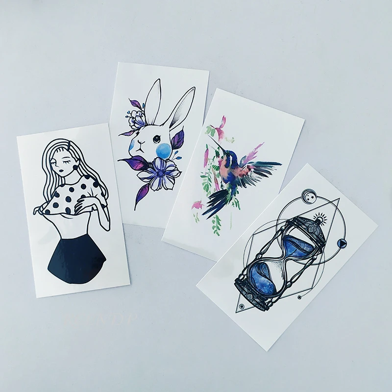 Waterproof Temporary Tattoo Sticker lovely rabbit bird sexy girl hourglass tatto flash tatoo fake tattoos for women men lady