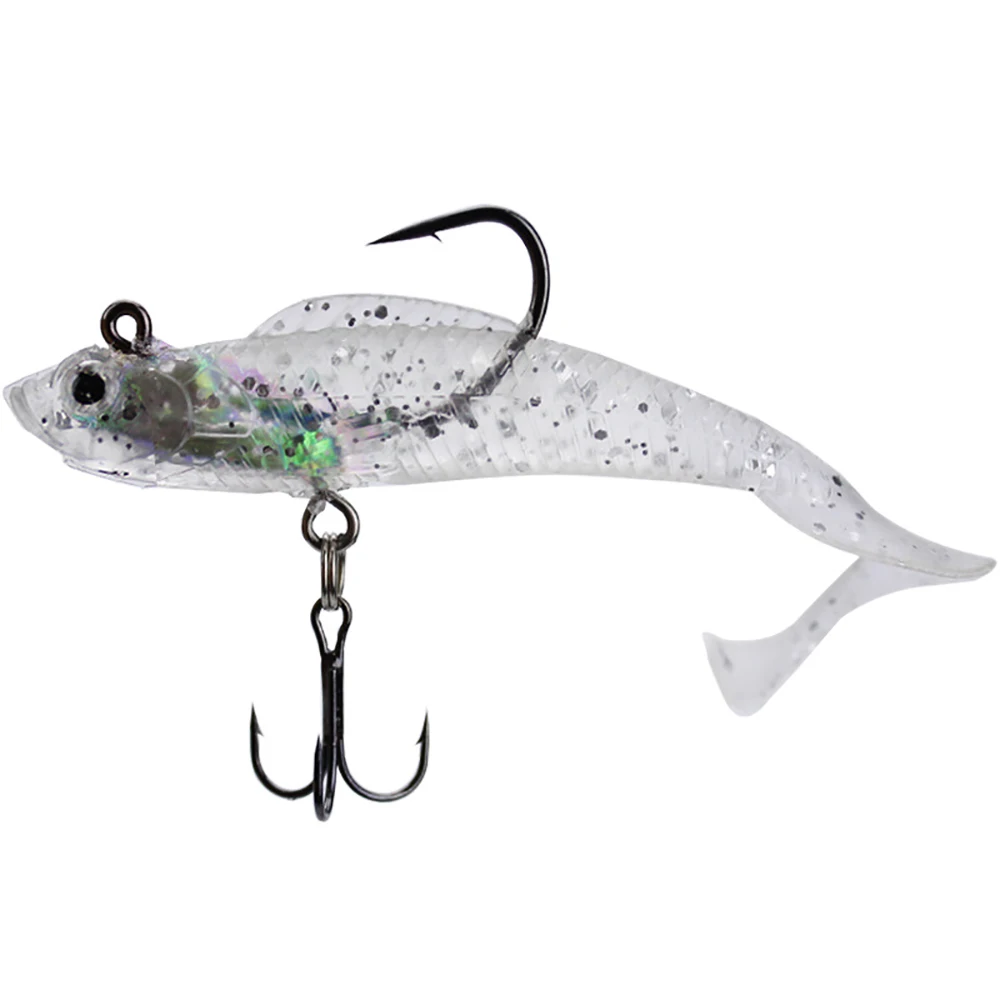 8cm 9g C Tail Jig Head 3D Eyes Soft Bait Silicone Swimbaits Artificial Bionics Fish Wobblers Shad Bass Pike Carp Fishing Lure