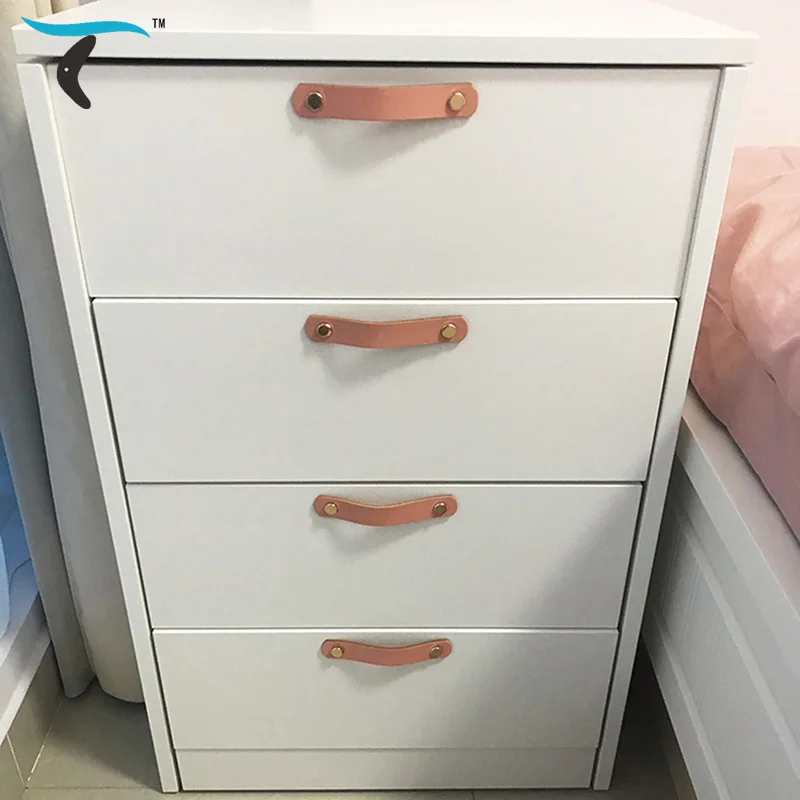 Pink Vegetable-tanned Leather Furniture Handles Drawer Pulls Cupboard Kitchen Cabinet Door Knobs for Children\'s Room