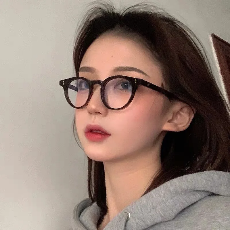 2021 fashion New Black frame point Plain glasses PC plain glass spectacles vintage eyeglass round frame glasses eye glasses