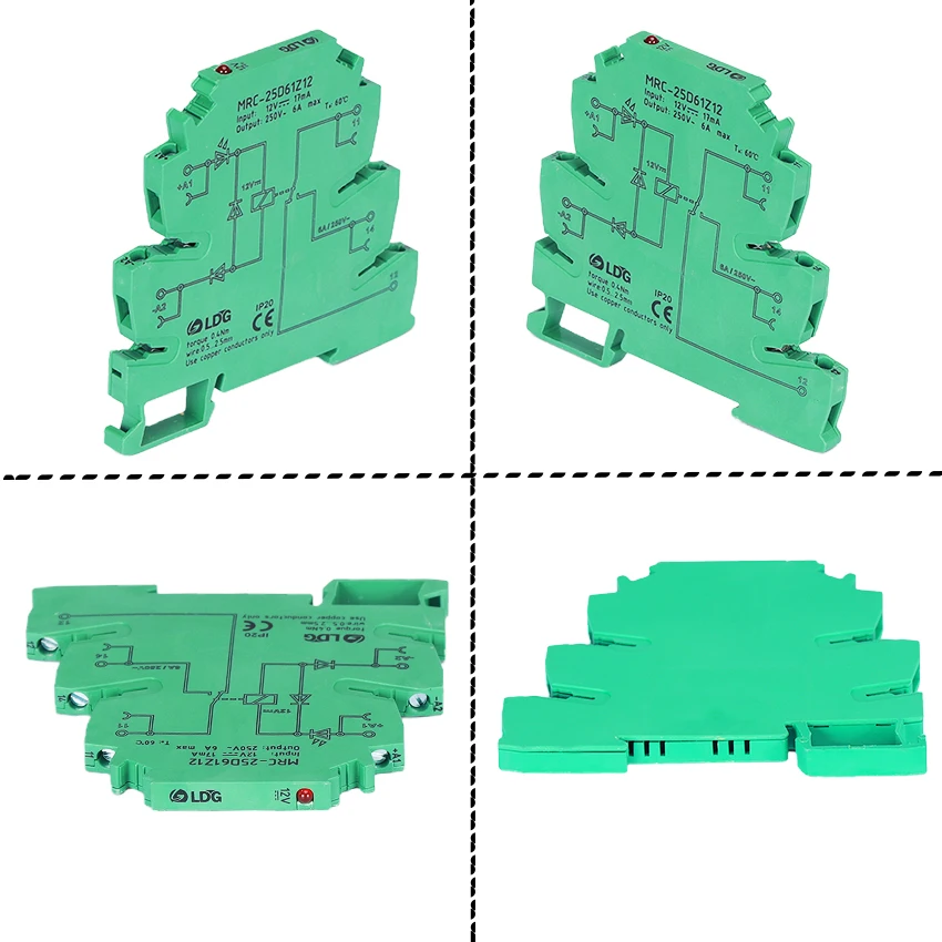 MRC-25D61Z12 Electromagnetic Contact Relay Module 12VDC Coil 6A 250VAC/DC Out Electric Voltage Interface Relay Board Switch Din