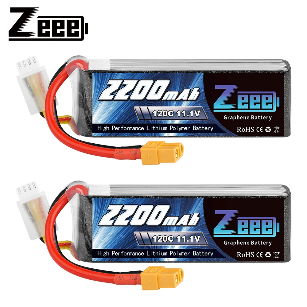 2PCS Zeee 3S Lipo Battery 11.1V 2200mAh 120C RC Graphene Lipo Battery with XT60 Plug For FPV RC Helicopter Drone Boat Airplane