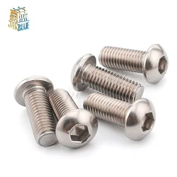 100pcs Stainless steel round head hex socket screws M5*6/8/10/12/14/16/18/20/25/30 mm Round head bolts mushroom head bolt