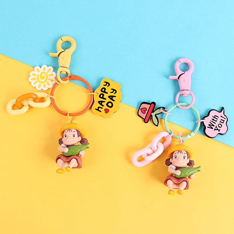 Cute Doll Girls Key Chain Car Key Ring Bag Kawaii Pendant Rubber Keychain Gift Wholesale Jewelry Accessories