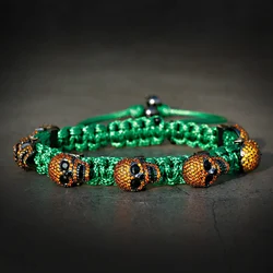 Fashion Skeleton Bracelets & Bangles Homme Handmade Luxury CZ Zircon Hippie Braided Bracelet Pulseras