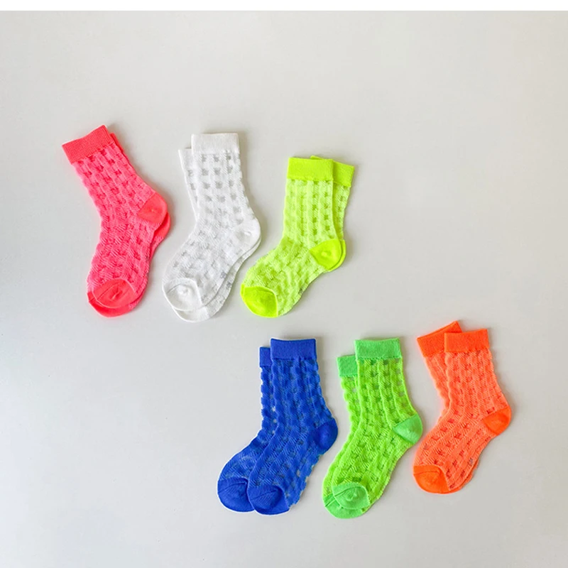 

MILANCEL 2021 Summer New Kids Sock Piaid Solid Breathable Mesh Boys And Girls Socks