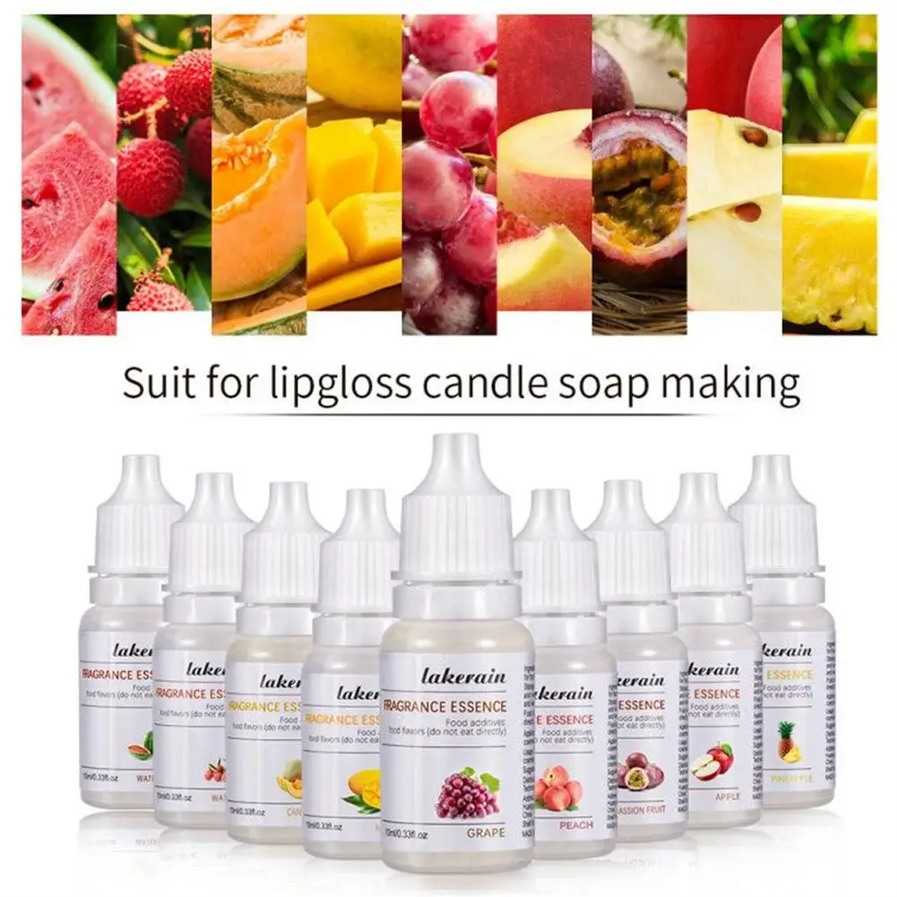 12Pcs 10ml Coconut Fragrance Oil Lipgloss Essential Oils Strawberry Watermelon Pineapple Blueberry Flavor Oil For Soap Making