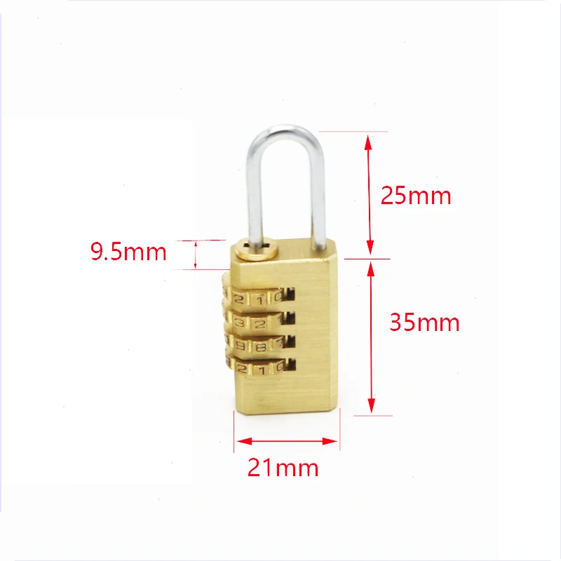 High Quality Padlock Solid Brass Lock Digit Combination Password Secret Code for Gym Outdoor Locker Case Copper Stainless Steel