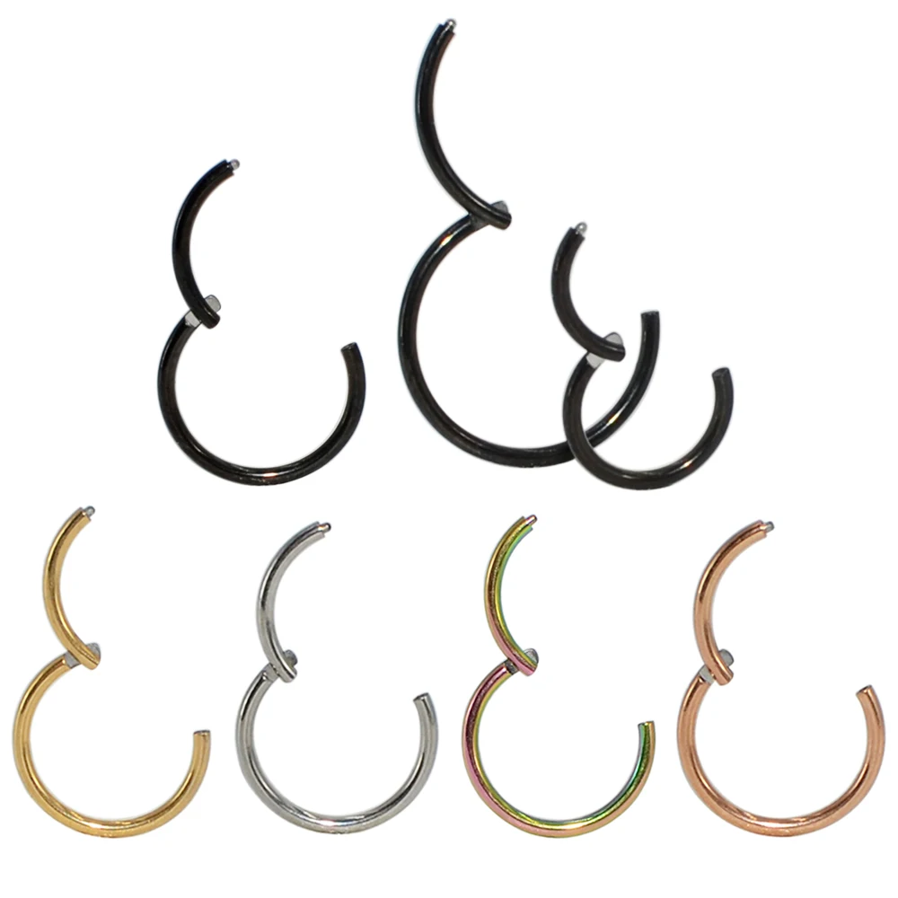 1pcs Surgical Steel Hinged Segment Nose Ring Septum Nose Clicker Piercing Nose Ring Lip Ring Earring Helix Piercing Body Jewelry