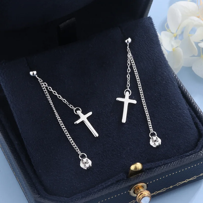 1 Stück Männer Frauen Punk Gothic Kreuz Übertrieben Klassische Metall Christian Kette Tropfen Baumeln Ohrringe Straße Hip Hop Schmuck Kpop – Detail 17