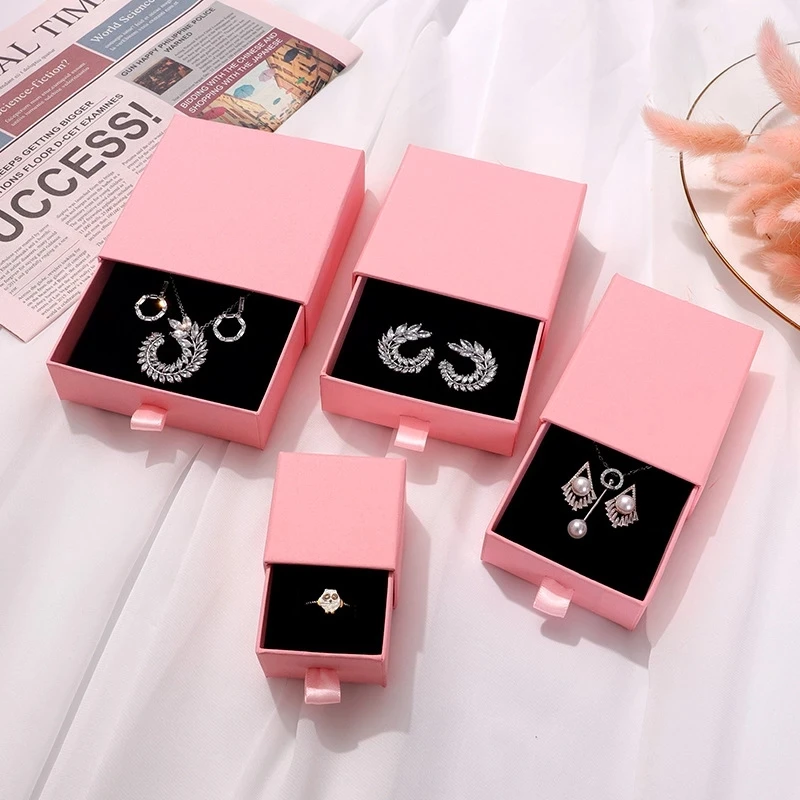 

Wholesale 24Pcs/lot Ring Earring Jewelry Packaging Gift Box Drawer Paper Box Necklace Bracelet Storage Case for Jewelry Store