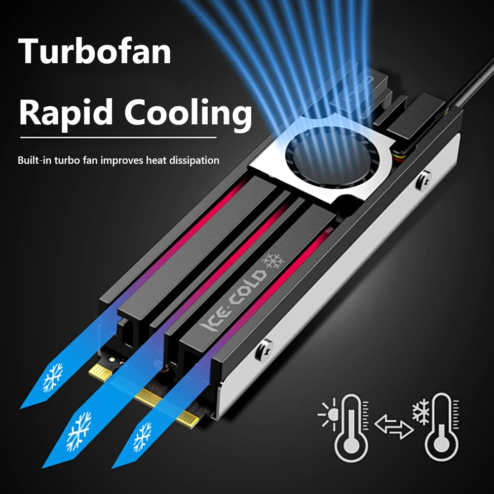 Радиатор SSD Ineo M.2, охладитель M.2 NVME 2280 HDD, радиатор твердотельного жесткого диска, алюминиевая двухсторонняя охлаждающая подставка, вентилятор