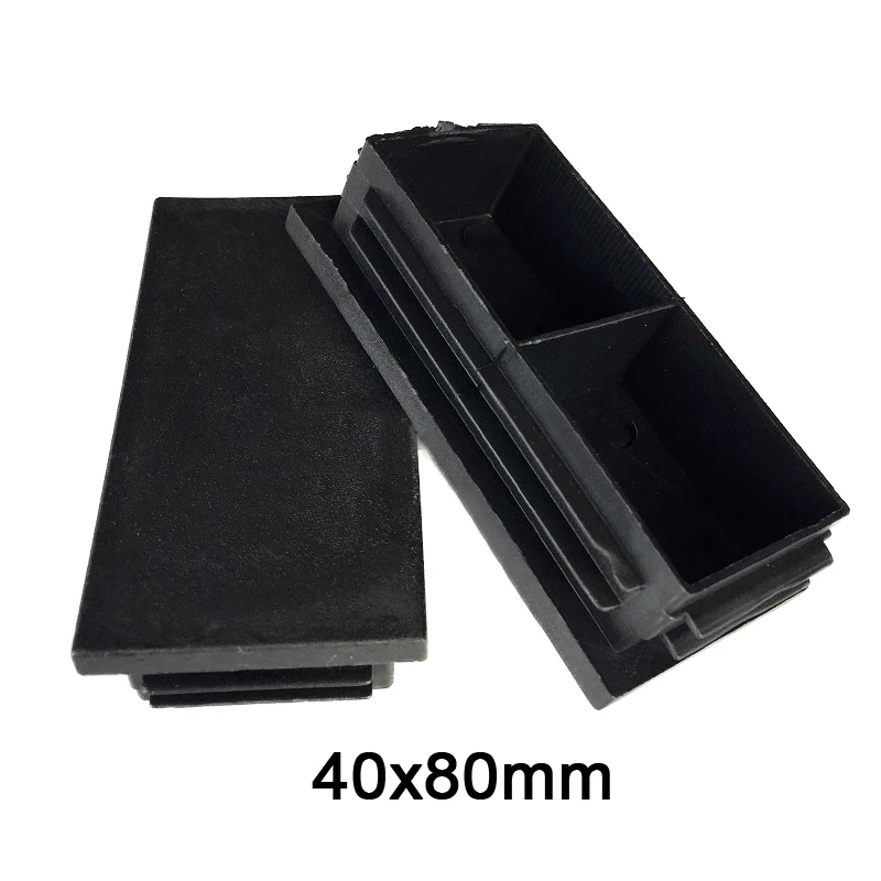 

2/4/8pcs 40x80mm Black Plastic Square Tube With Rectangular Waterproof Pipe Cap Steel Pipe Foot Mat, Iron Frame Sealing Plug