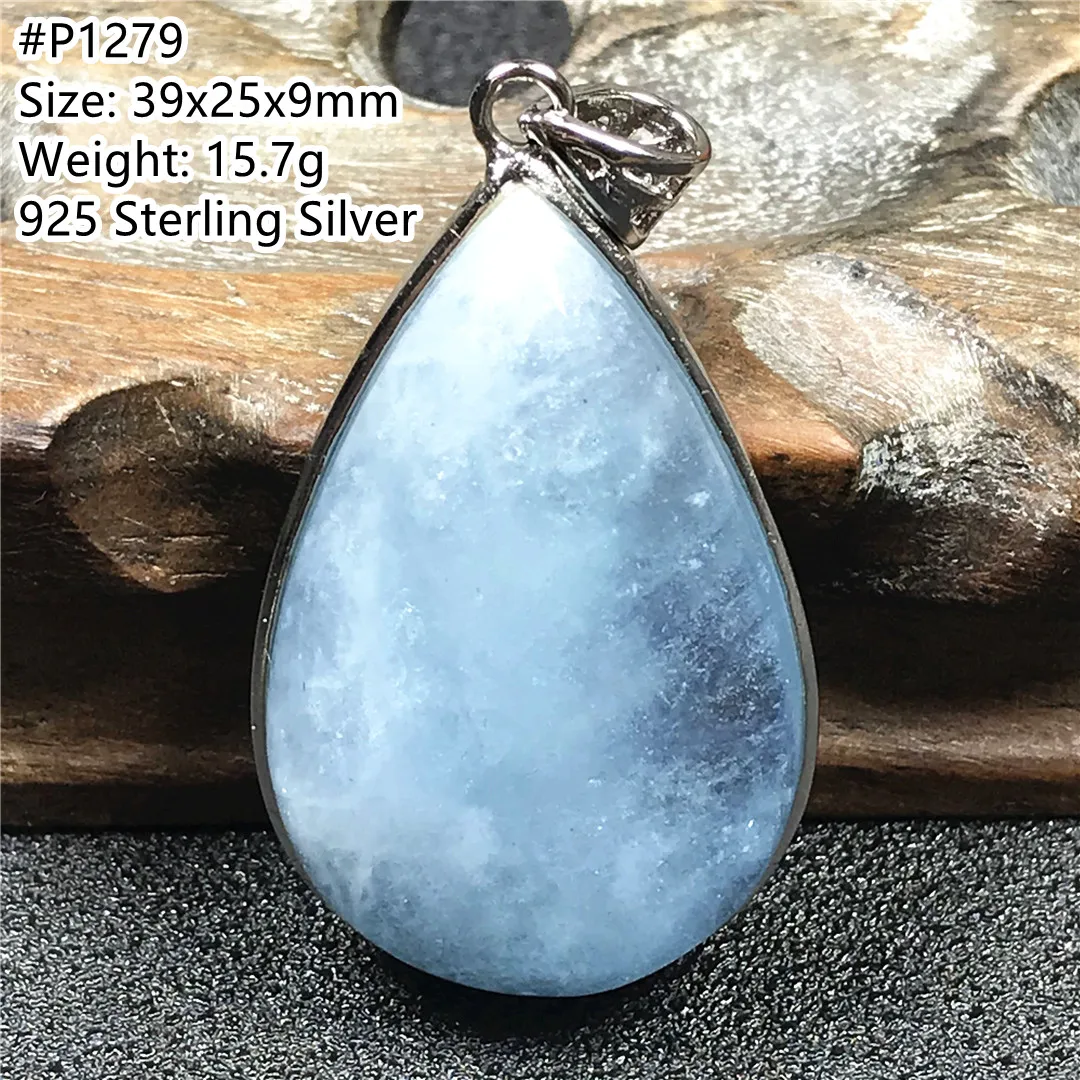 

Top Natural Ocean Blue Aquamarine Pendant Jewelry For Women Men Healing Gift 39x25x9mm Beads Luck Crystal Silver Gemstone AAAAA