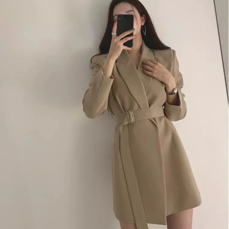 Spring Women Blazer Fashion 2022 New Button Office Lady Suit Jacket Casual Slim Coat with Belt